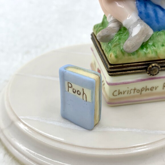 Disney Classic Pooh Christopher Robin Porcelain Hinged Trinket Box Vintage 90s - Picture 6 of 13
